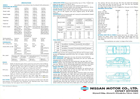 DATSUN 1600/1300 Sedan (a.k.a. Datsun 510) English