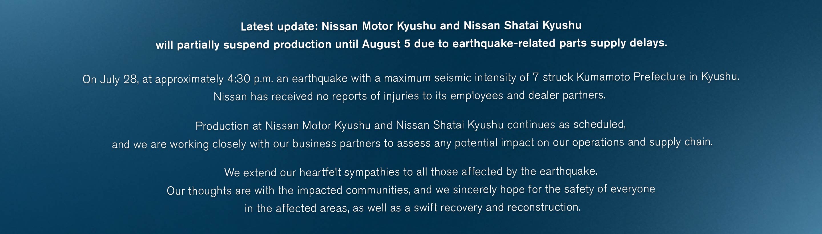 Kumamoto Earthquake report notice