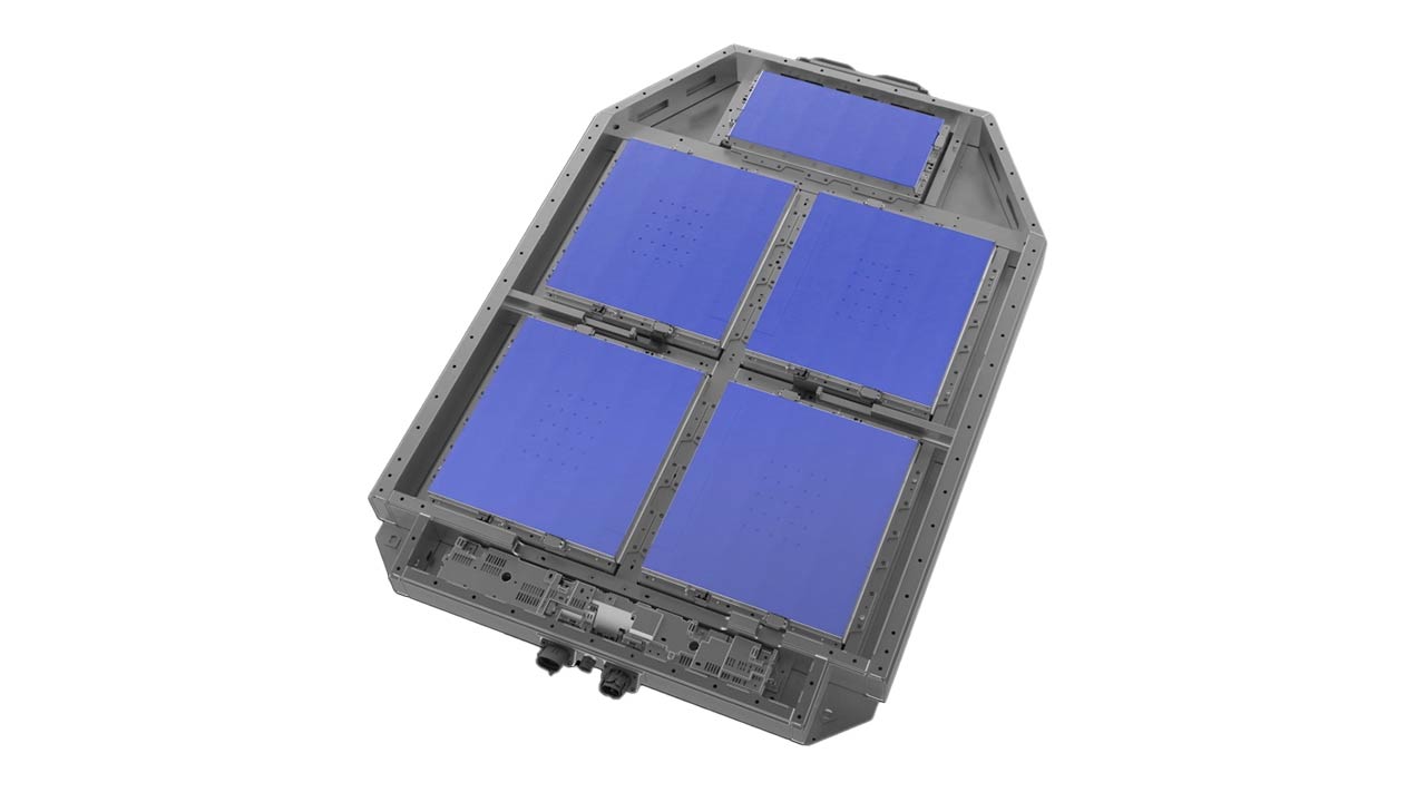 A flat battery structure with large modules A flat battery structure with large modules